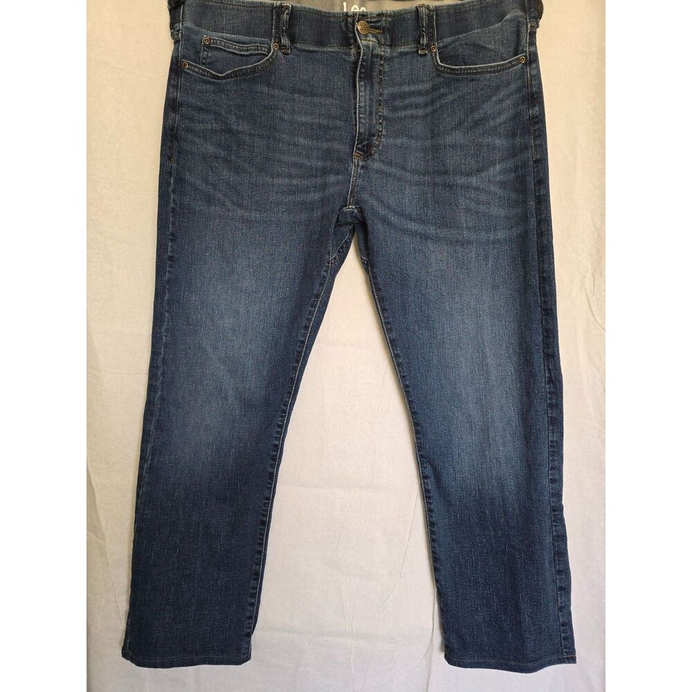 Lee Slim Straight Jeans Size 40x30 Men's Denim Pants Blue Cotton & Spandex